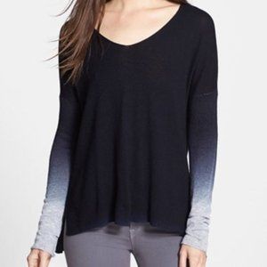 Vince V Neck Sweater Wool/Cashmere Ombré Sleeve